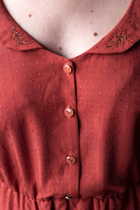 Viscose Dottie Terracotta - Lise Tailor