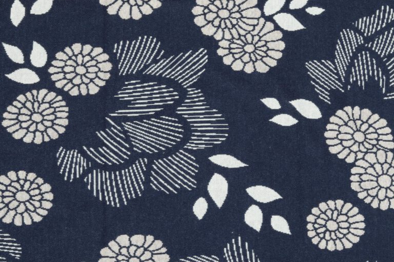 GOTS Katoen Jacquard Jersey Knit Blue Sakura Yukata - Albstoffe