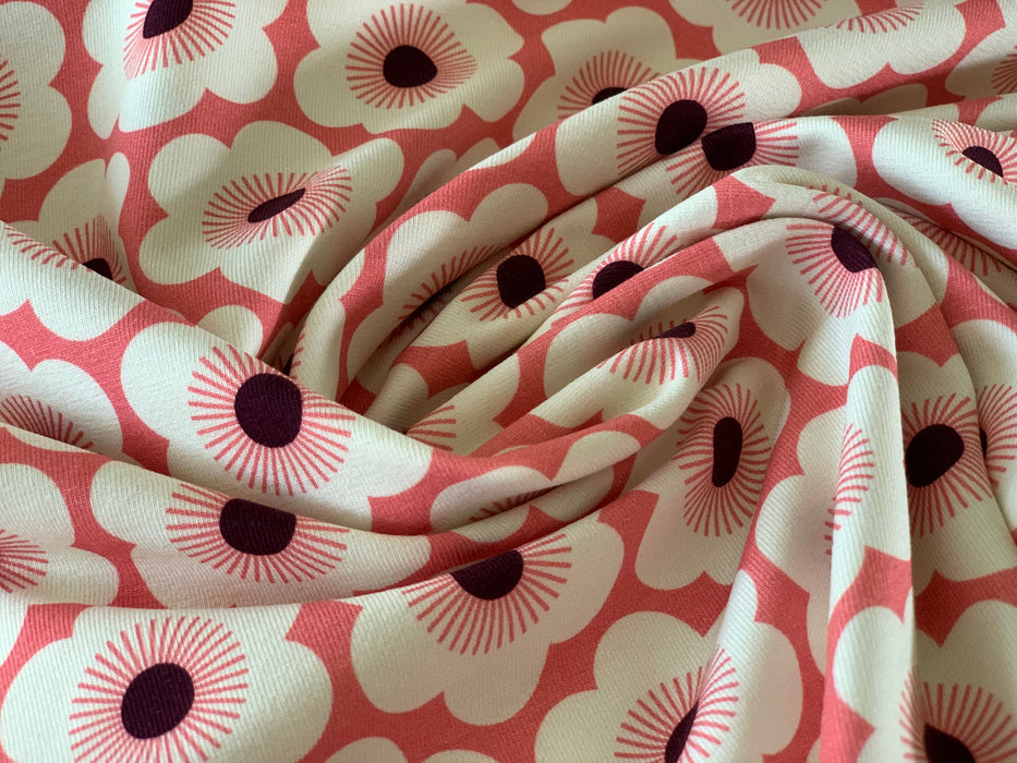 GOTS Katoen Jersey Sakura Nippon Flowers Pink - Albstoffe