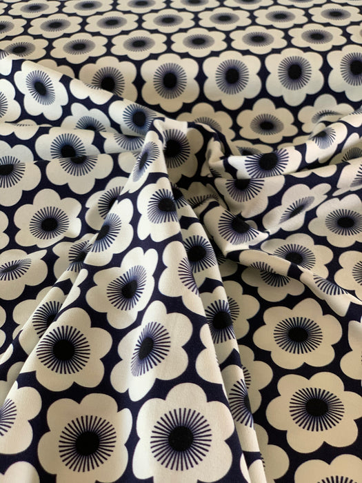 GOTS Katoen Jersey Sakura Nippon Flowers Blue - Albstoffe