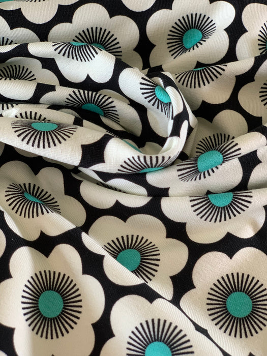 GOTS Katoen Jersey Sakura Nippon Flowers Mint - Albstoffe