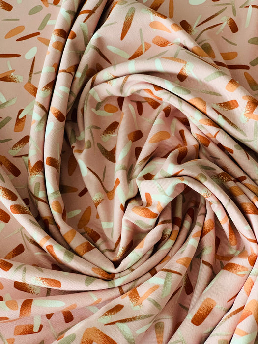 Bio Katoen Jersey Painted Stripe Old Rose - Quality Textiles
