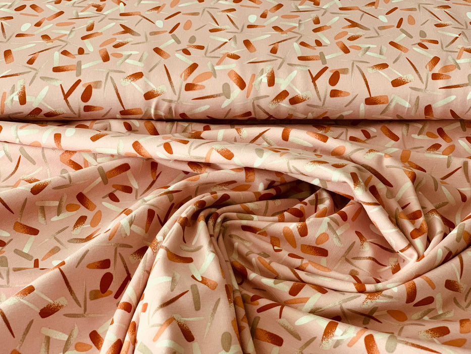 Bio Katoen Jersey Painted Stripe Old Rose - Quality Textiles