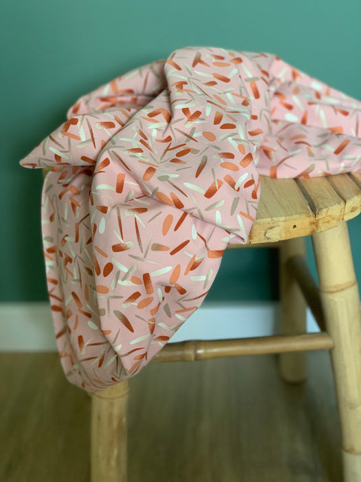Bio Katoen Jersey Painted Stripe Old Rose - Quality Textiles