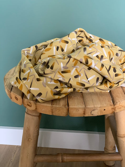 Bio Katoen Jersey Painted Stripe Ochre - Quality Textiles