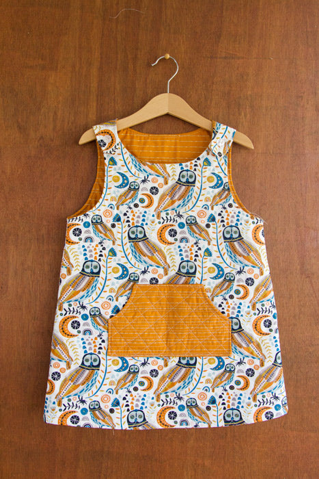 Katoen Poplin Stof Little Forester Sova Art Gallery Fabrics kinderjurk