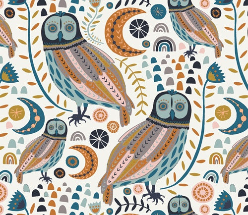 Katoen Poplin Stof Little Forester Sova Art Gallery Fabrics