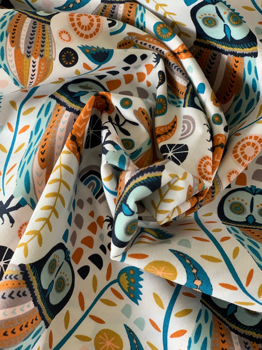 Katoen Poplin Stof Little Forester Sova Art Gallery Fabrics