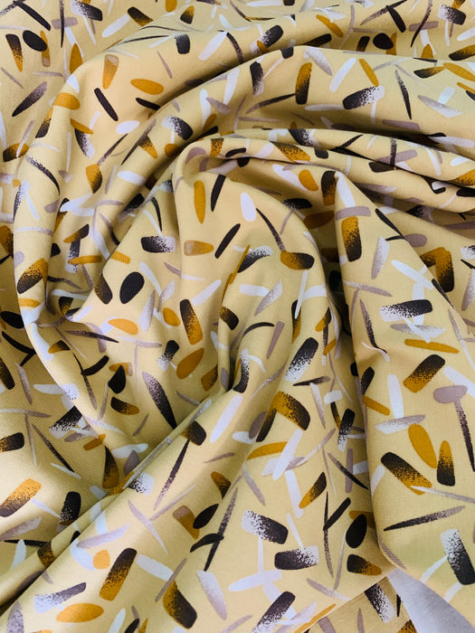 Bio Katoen Jersey Painted Stripe Ochre - Quality Textiles