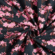 Coupon +/- 90 cm - GOTS Katoen Jersey Zwart/Roze - Sakura Hana - Albstoffe