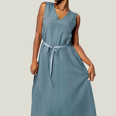 Viscose solid dusty blue dress
