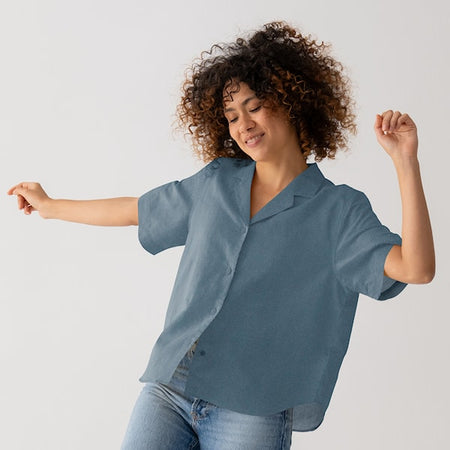 Solid viscose in the color mid blue