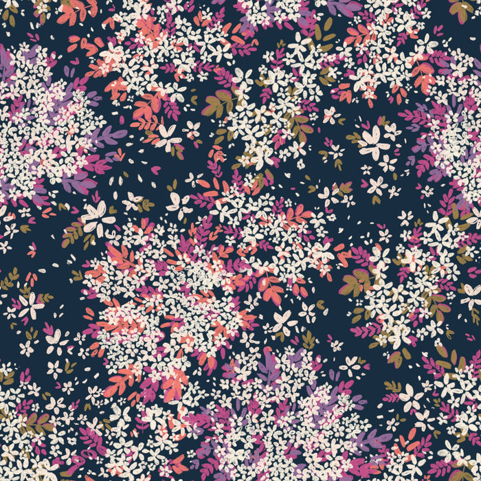 Close-up of Lise Tailor Serenade viscose fabric in marine blue